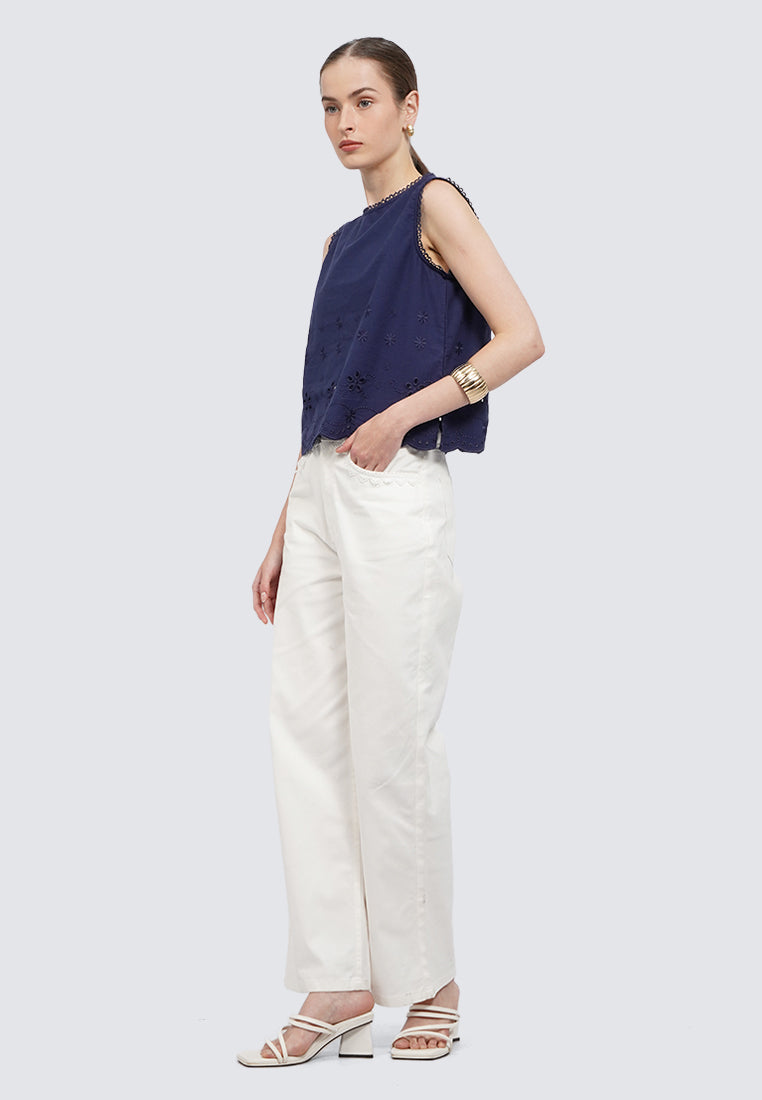 Sleeveless Eyelet Top