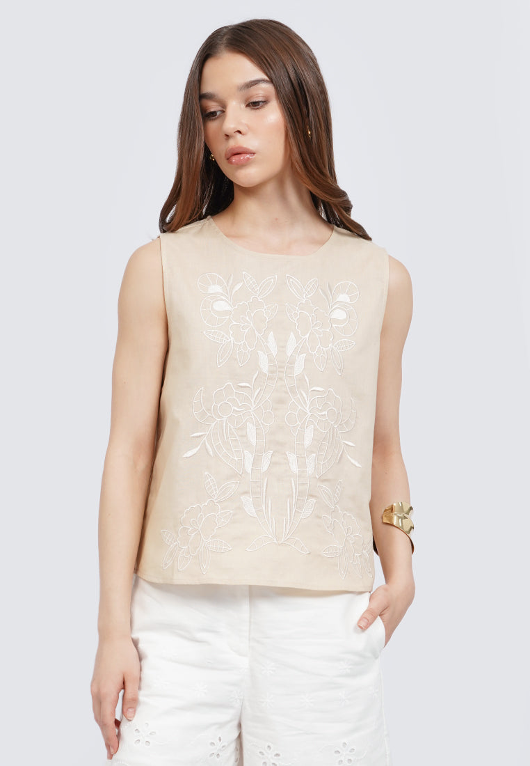 Embroidered Sleeveless Blouse