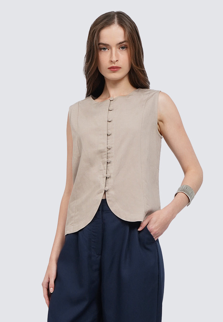 Round Neck Sleeveless Blouse