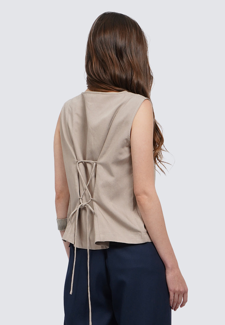 Round Neck Sleeveless Blouse
