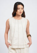 Contrast Stitched Sleeveless Blouse