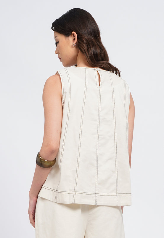 Contrast Stitched Sleeveless Blouse