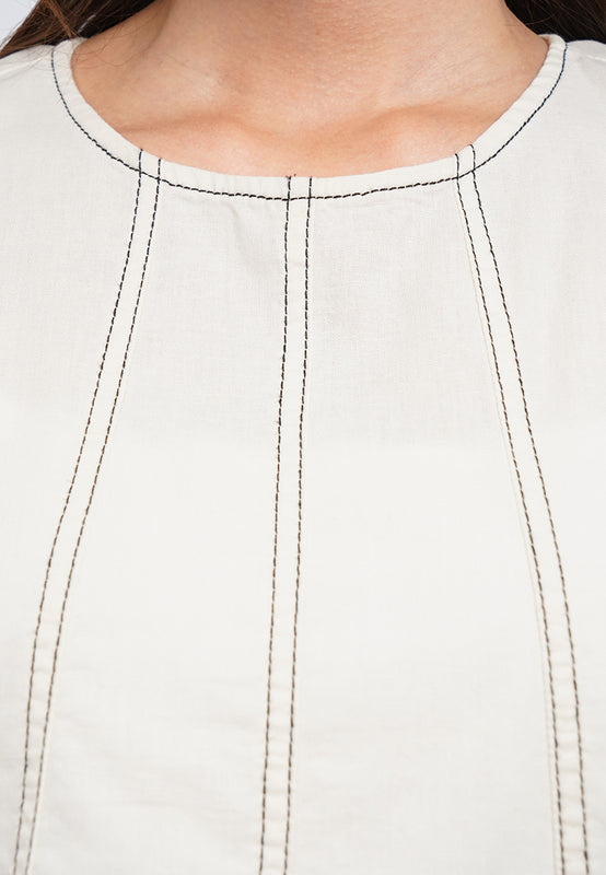 Contrast Stitched Sleeveless Blouse
