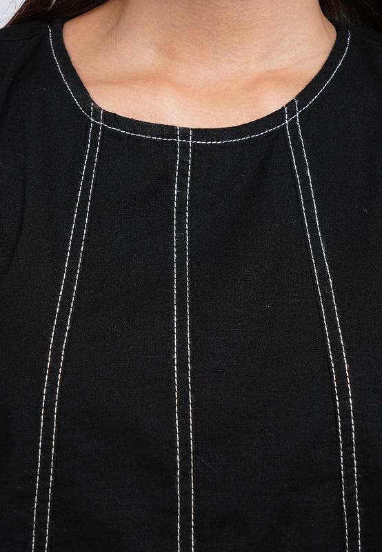 Contrast Stitched Sleeveless Blouse