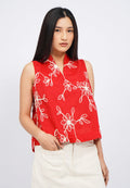 Embroidered Sleeveless V-Neck Top