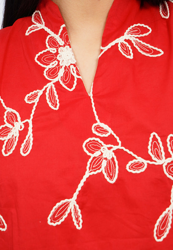 Embroidered Sleeveless V-Neck Top