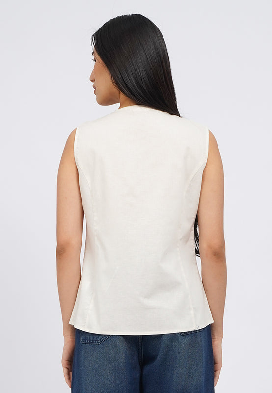 Asymmetric Placket Sleeveless Blouse