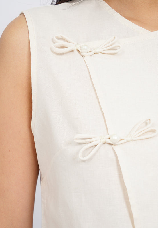 Asymmetric Placket Sleeveless Blouse
