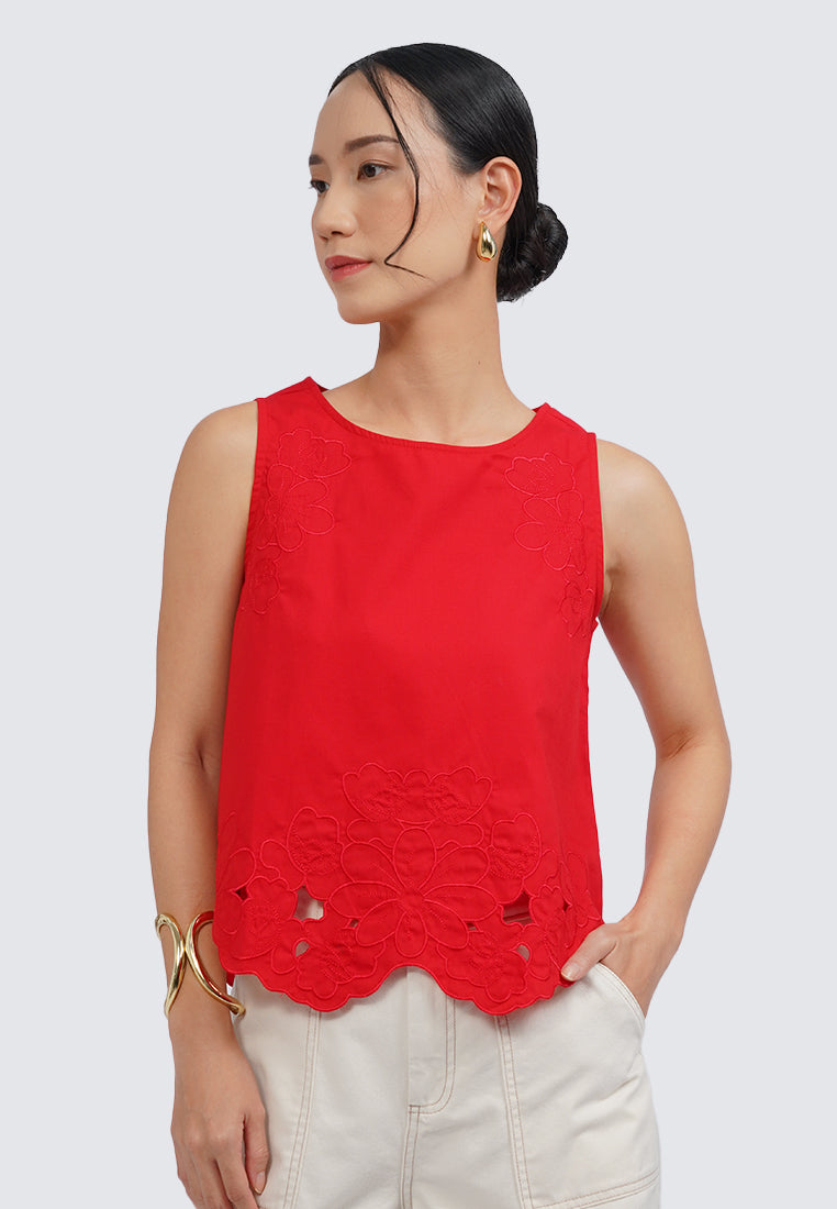 Embroidered Sleeveless Blouse