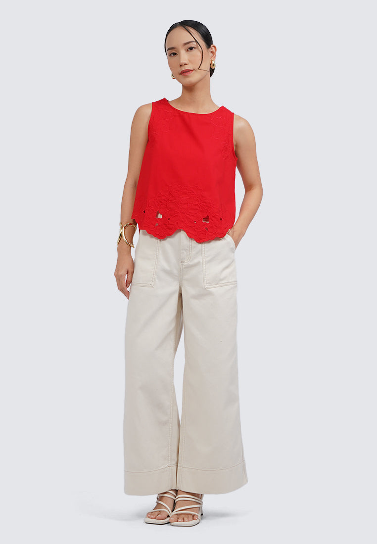 Embroidered Sleeveless Blouse