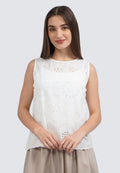 Round Neck Eyelet Sleeveless Blouse