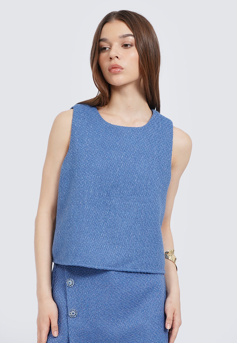 Sleeveless Tweed Top
