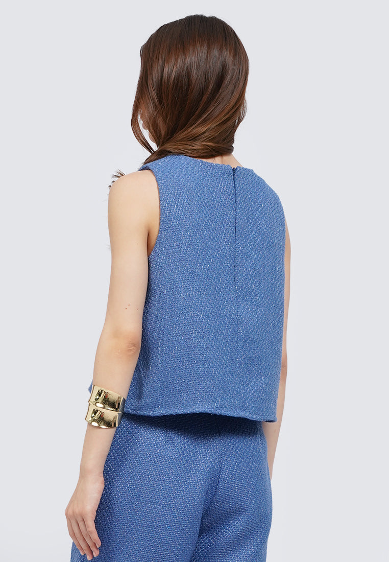 Sleeveless Tweed Top