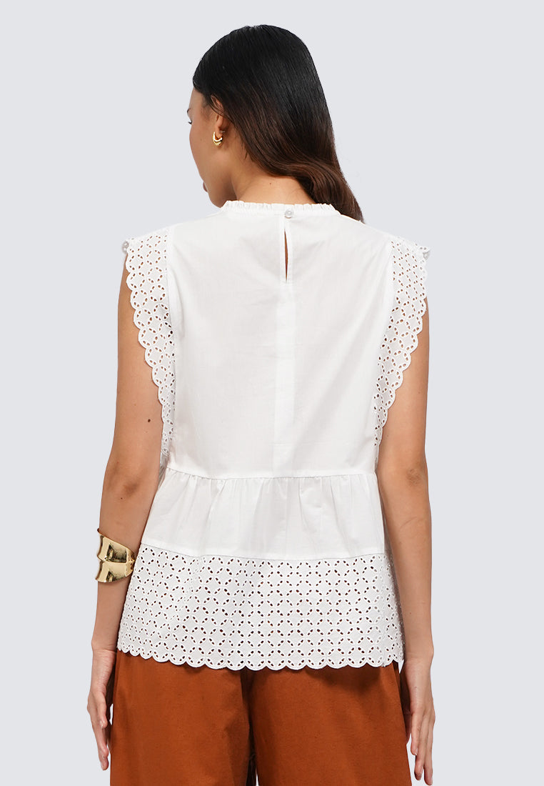Sleeveless Eyelet Blouse
