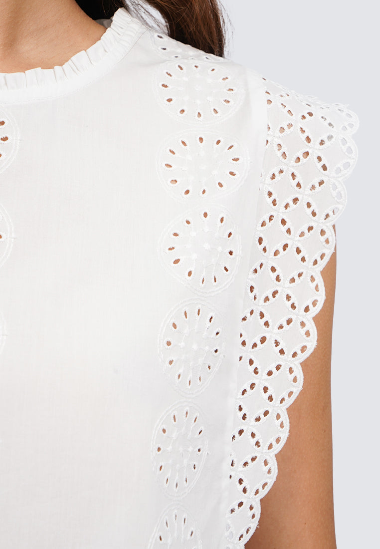 Sleeveless Eyelet Blouse