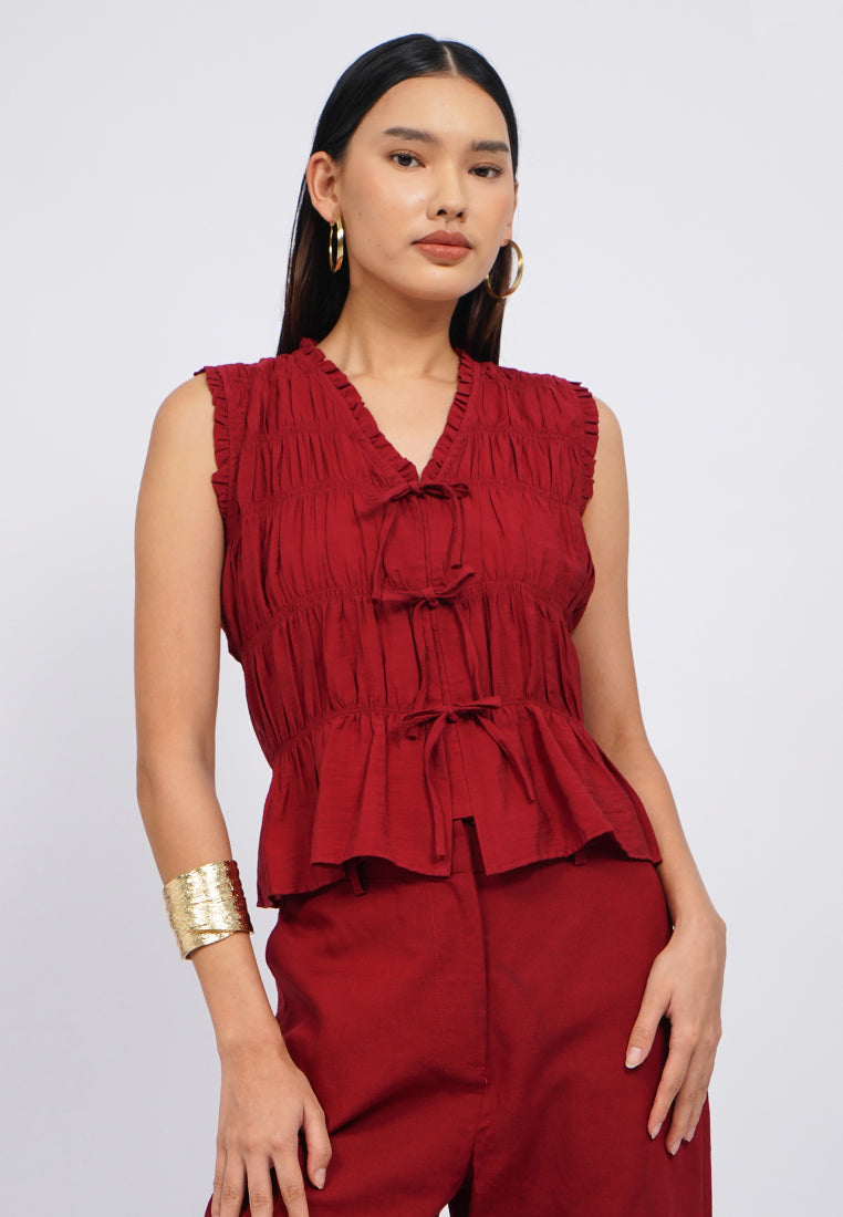 Ruched Sleeveless Blouse