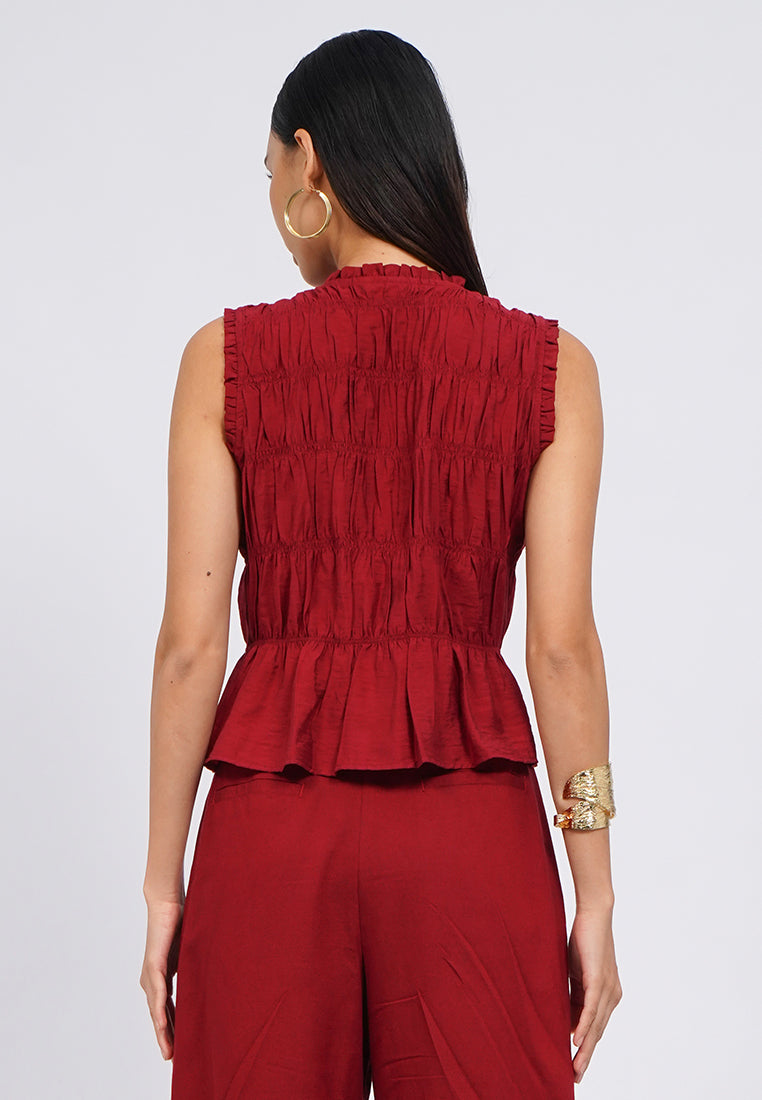 Ruched Sleeveless Blouse