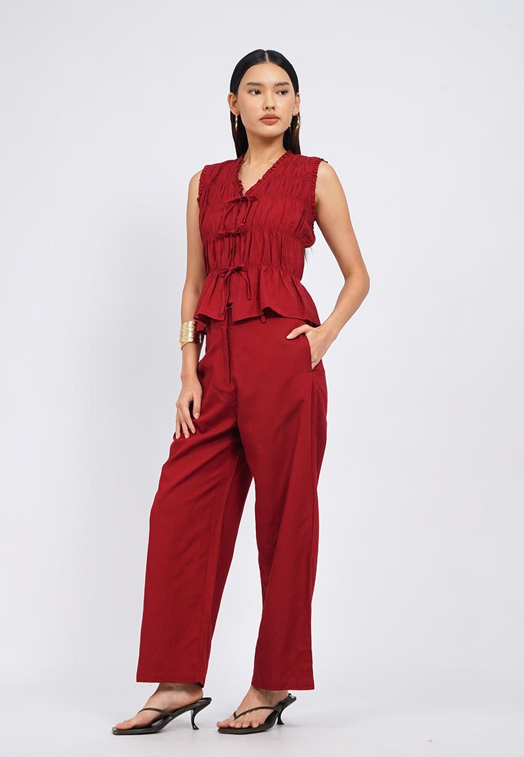 Ruched Sleeveless Blouse