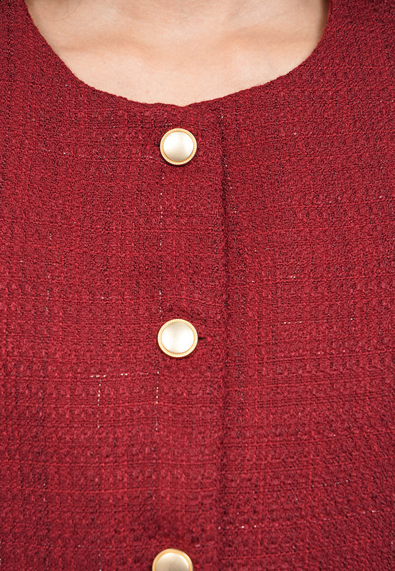 Contrast Button Round Neck Vest