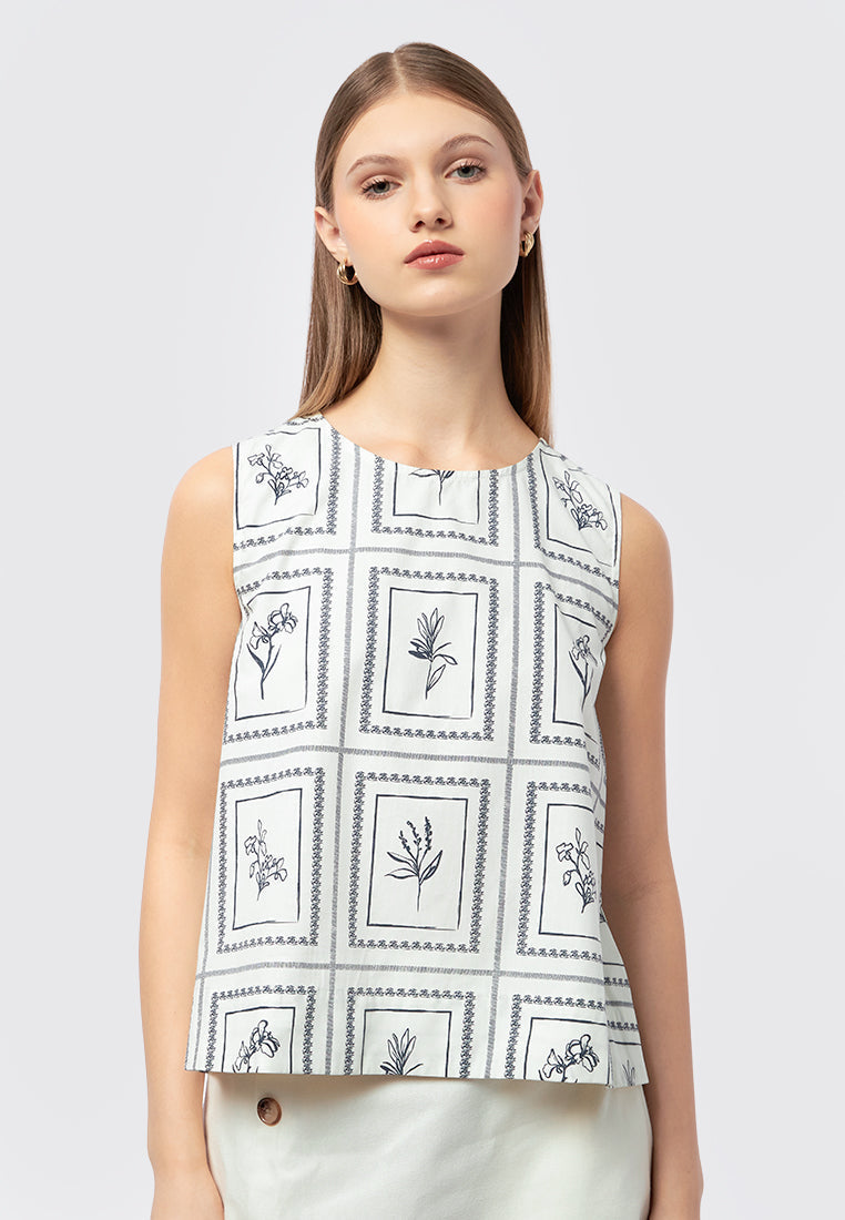 Printed Sleeveless Blouse