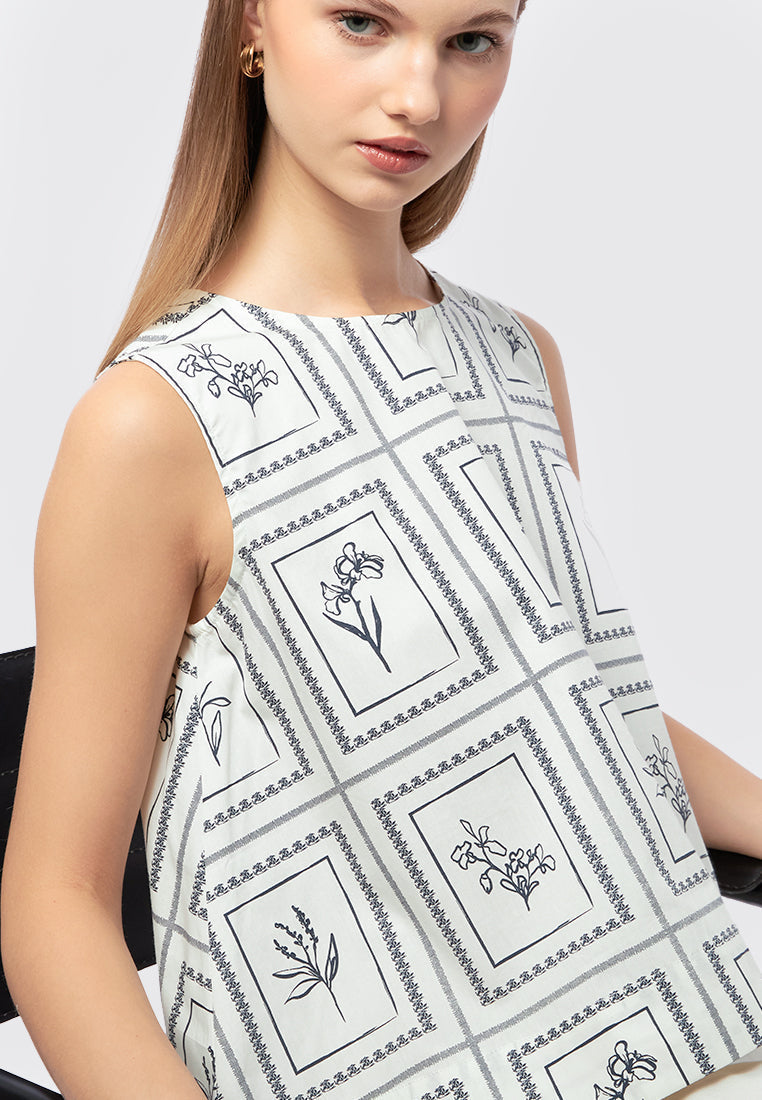 Printed Sleeveless Blouse