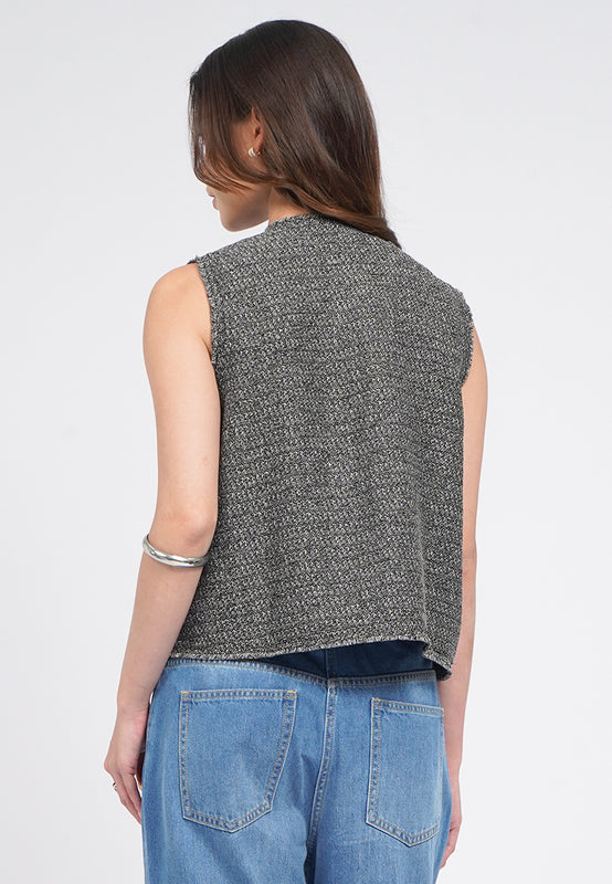 Sleeveless Tweed Blouse