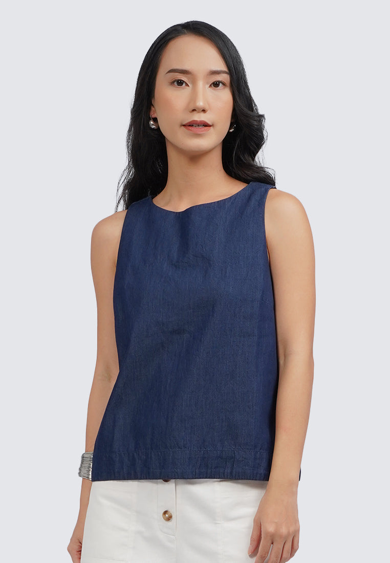 Sleeveless Chambray Top
