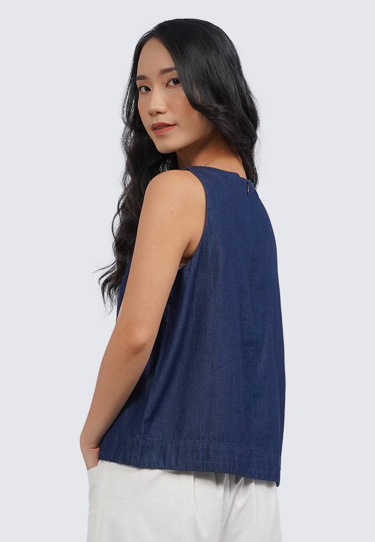 Sleeveless Chambray Top