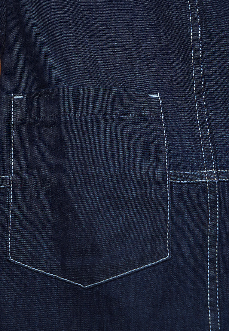 Contrast Stitch Sleeveless Denim Top