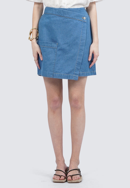 Mini Denim Skort with Front Pocket