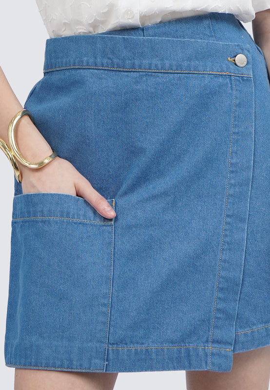 Mini Denim Skort with Front Pocket