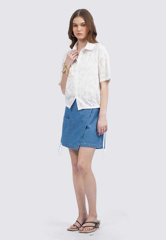 Mini Denim Skort with Front Pocket