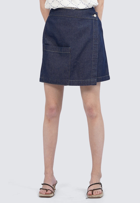 Mini Denim Skort with Front Pocket