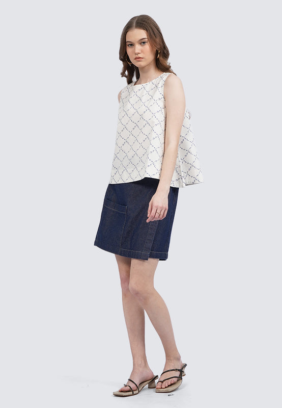 Mini Denim Skort with Front Pocket