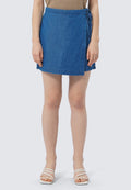 Side Tied Denim Mini Skort