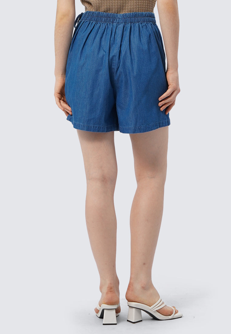 Side Tied Denim Mini Skort