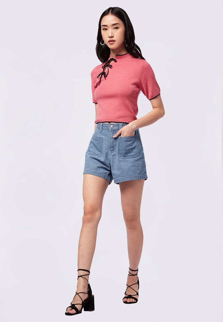 High Waist Denim Short