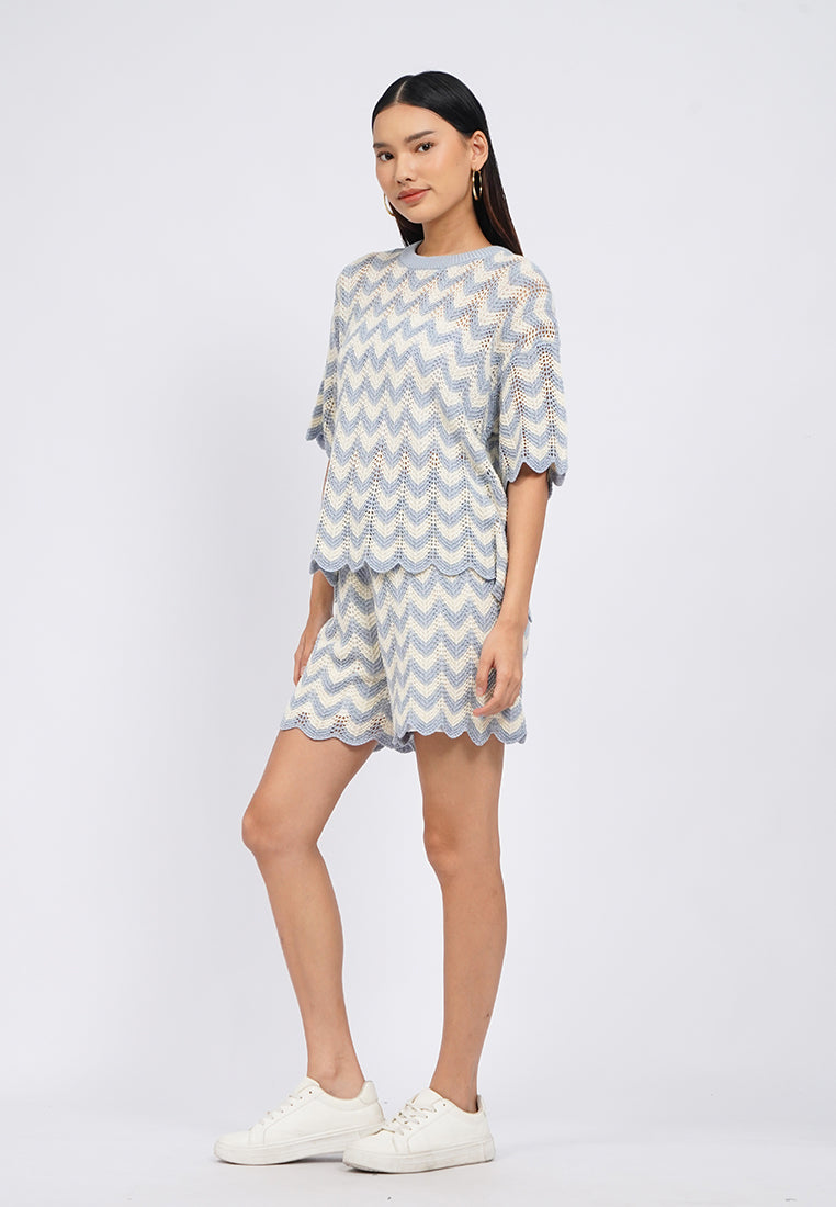 A-line Printed Knit Shorts