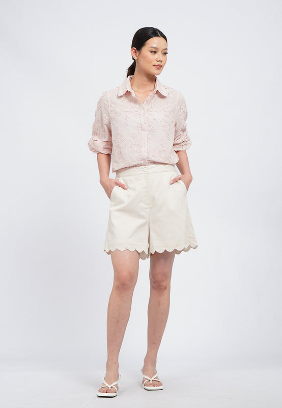 Short Pants with Scallop Hem Details