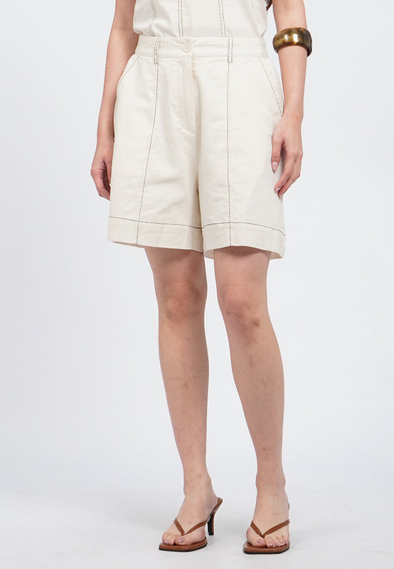 Contrast Stitched Drawstring Shorts
