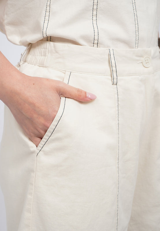 Contrast Stitched Drawstring Shorts