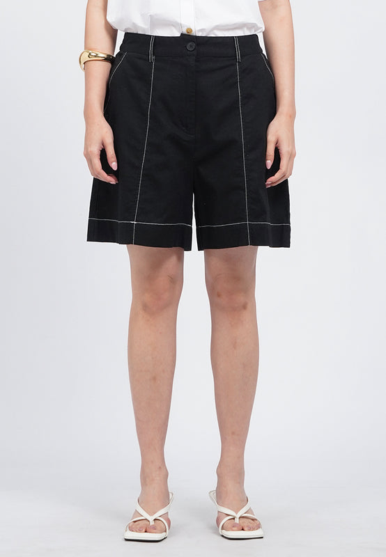 Contrast Stitched Drawstring Shorts