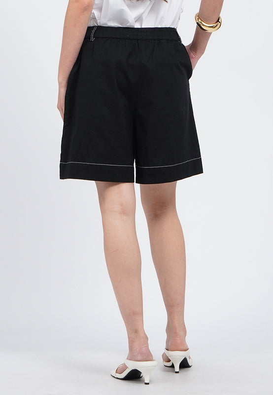Contrast Stitched Drawstring Shorts