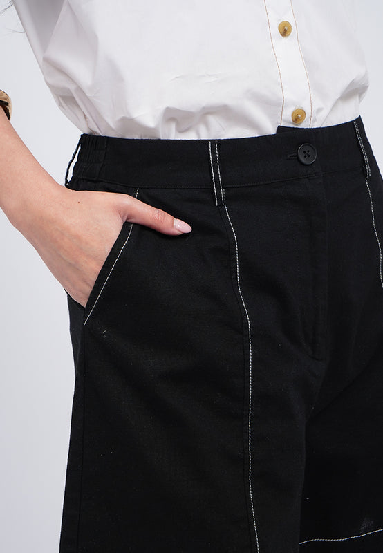 Contrast Stitched Drawstring Shorts