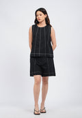 Contrast Stitched Drawstring Shorts