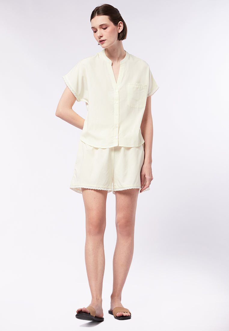 Lounge Shorts with Lace Hemline