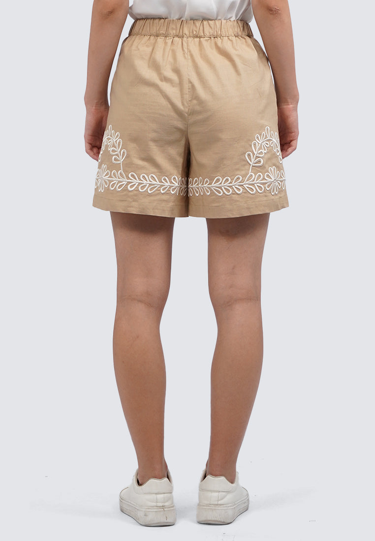 Embroidered Linen Short Pants