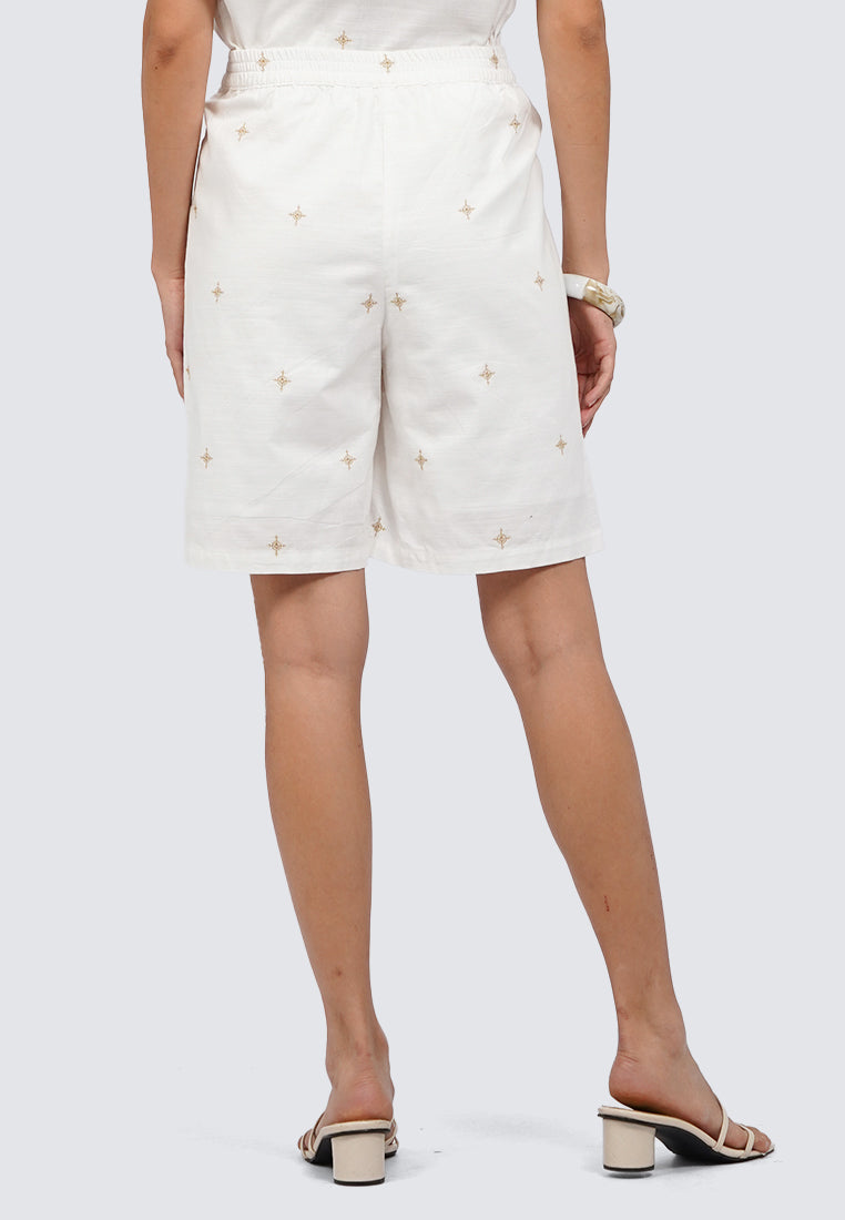 Embroidered Linen Blend Shorts