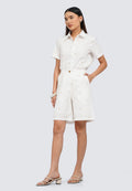 Embroidered Linen Blend Shorts