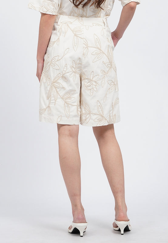 Embroidered Linen Shorts